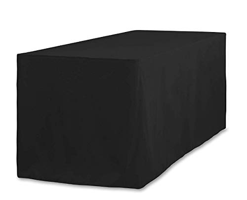6 ft. Black Polyester Fitted Tablecloth for Sports