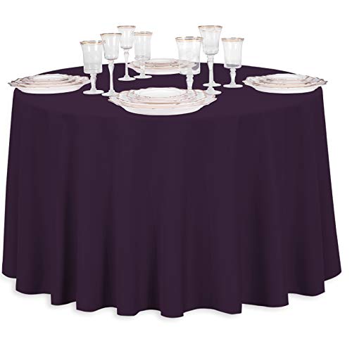 LinenTablecloth 108-Inch Round Polyester Tablecloth Eggplant