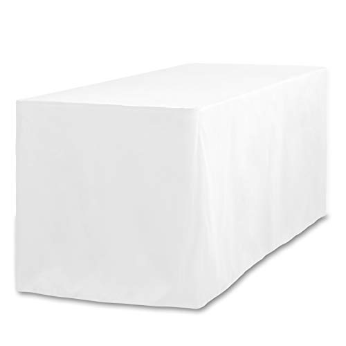 LinenTablecloth 6 ft. Fitted Polyester Tablecloth White