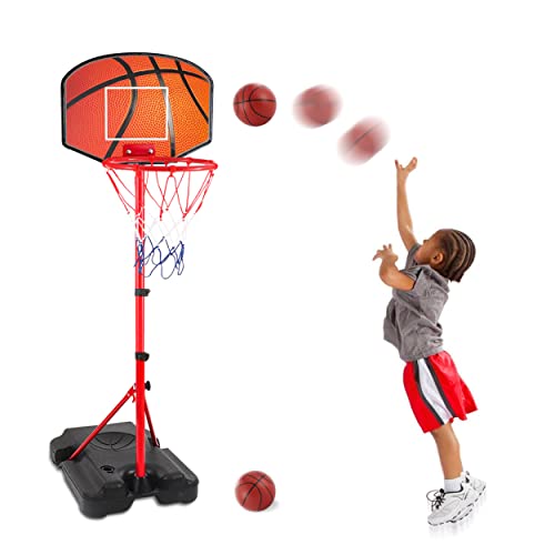 Adjustable Kids Basketball Hoop with Mini Hoops Set