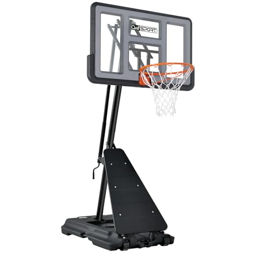 AWII SPORT Basketball Hoop Outdoor, 5.3-10FT Height Adjustable Basketball Hoop Goal System with 48Inch Impact Backboard and Portable Wheels for Adults