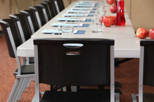 4 Pack of Lifetime 42830 Stacking Chairs, Black/Silver Frame