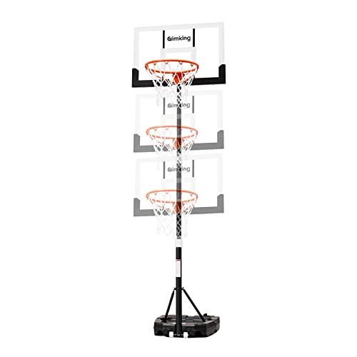 Aimking Portable Basketball Hoop Outdoor System with 44 Inch Shatterproof Backboard, 3.2FT-7.2FT Height Adjustable Basketball Goal System for Youth/Teens/Adults Indoor Outdoor