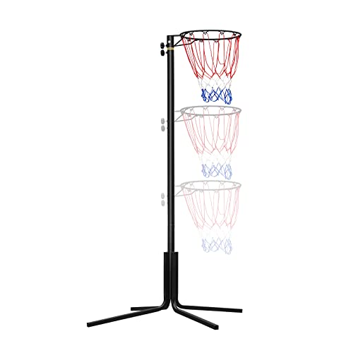 Aimking Portable Basketball Hoop Outdoor System No Backboard for Clean Shot, 3.9FT-10FT Height Adjustable Basketball Goal System Volleyball Trainer for Youth/Teens/Adults Indoor Outdoor