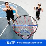 Aimking Portable Basketball Hoop Outdoor System No Backboard for Clean Shot, 3.9FT-10FT Height Adjustable Basketball Goal System Volleyball Trainer for Youth/Teens/Adults Indoor Outdoor