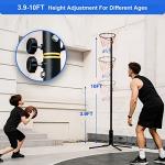 Aimking Portable Basketball Hoop Outdoor System No Backboard for Clean Shot, 3.9FT-10FT Height Adjustable Basketball Goal System Volleyball Trainer for Youth/Teens/Adults Indoor Outdoor