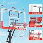 Anymay Portable Basketball Hoop Outdoor, 4.8-10FT Height Adjustable Basketball Hoop Goal System with 48Inch Steel Frame Backboard and Portable Wheels for Adults, Red