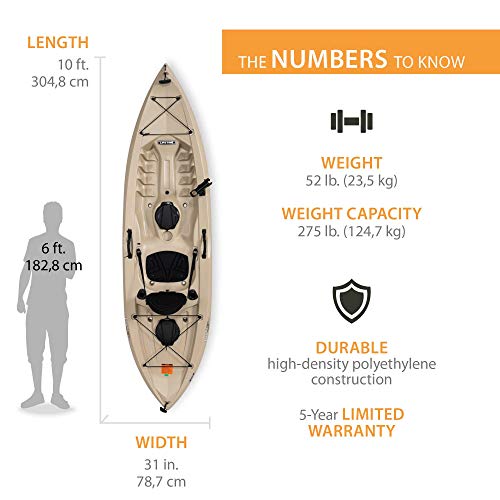 Lifetime Muskie Angler Kayak Bundle, Tan, 120