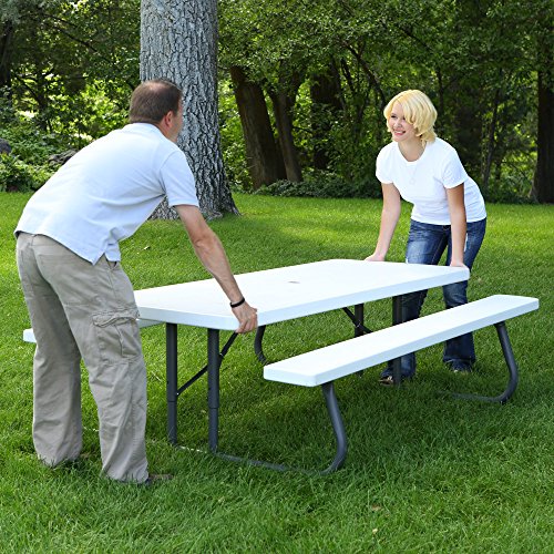 6-Foot White Granite Folding Picnic Table by Lifetime