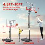 Anymay Portable Basketball Hoop Outdoor, 4.8-10FT Height Adjustable Basketball Hoop Goal System with 48Inch Steel Frame Backboard and Portable Wheels for Adults, Red