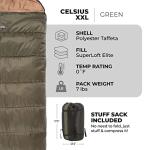 TETON Sports Celsius XXL 0 Degree Sleeping Bag - 0˚F Cold-Weather Sleeping Bag