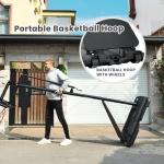 Anymay Portable Basketball Hoop Outdoor, 5.3-10FT Height Adjustable Basketball Hoop Goal System with Steel Frame Backboard and Portable Wheels for Adults, Black