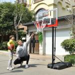 Anymay Portable Basketball Hoop Outdoor, 4.8-10FT Height Adjustable Basketball Hoop Goal System with 48Inch Steel Frame Backboard and Portable Wheels for Adults, Red