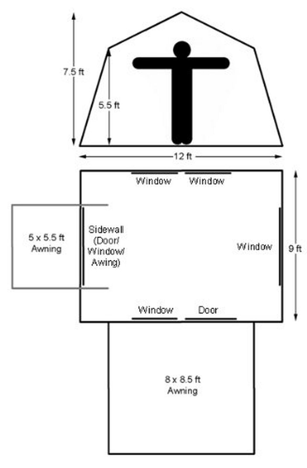 Kodiak 6133 Hydra Shield Canvas 12 X 9 Ft. 6-Person Camp Tent w/ Deluxe Awning