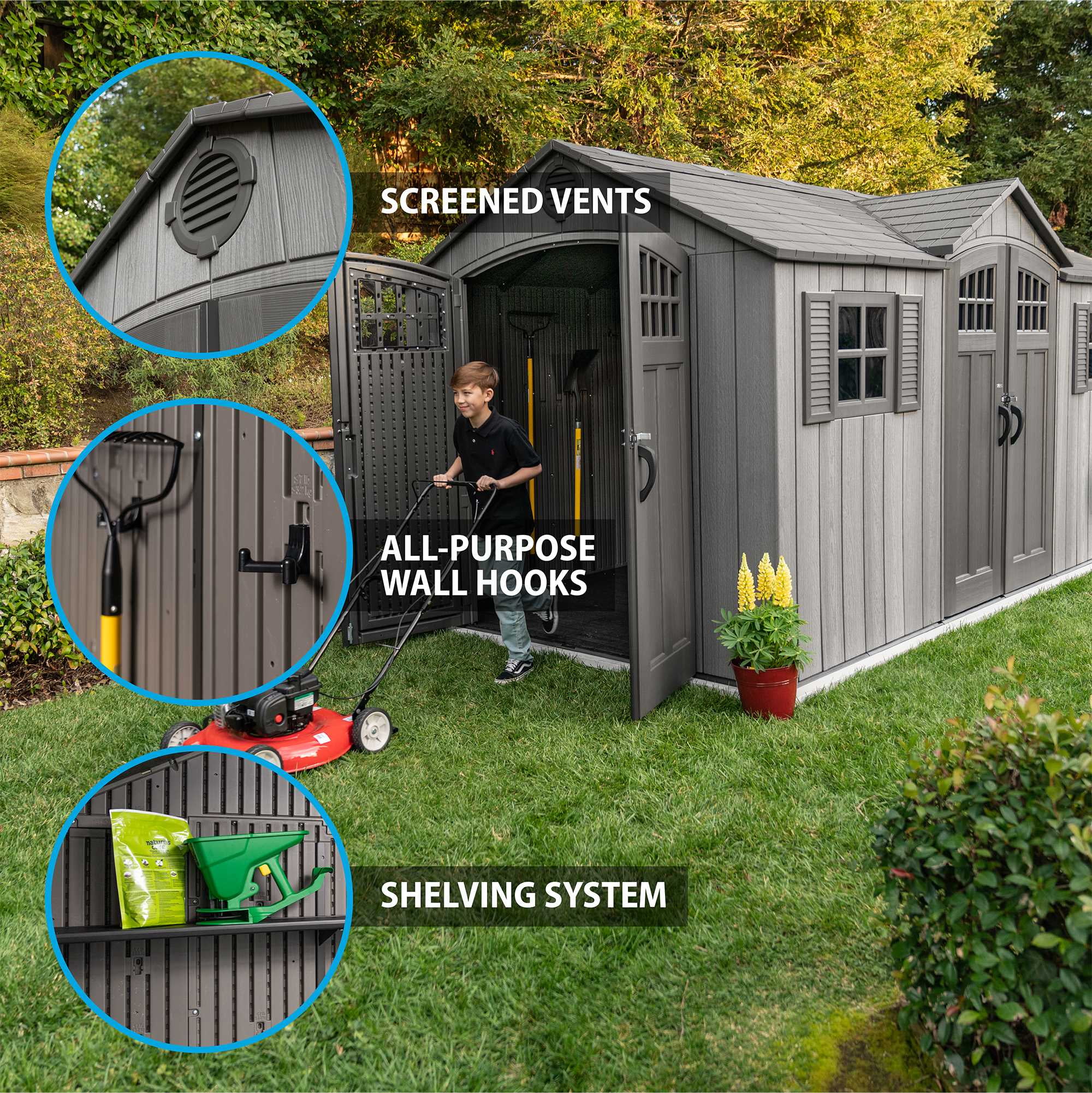 Lifetime Polyethelyene Storage Shed, 109 sq. ft., 15 ft. x 8 ft. x 8 ft. Light Brown (60318)
