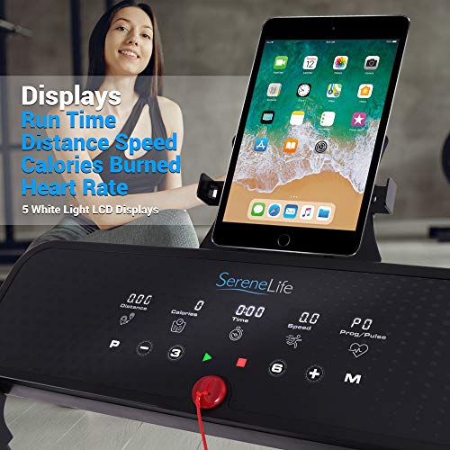 SereneLife Smart Folding Treadmill - Large Running Surface