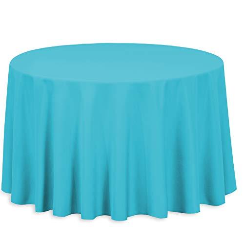 Turquoise 108-Inch Round Polyester Tablecloth