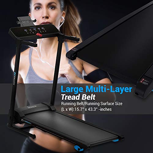 SereneLife Smart Folding Treadmill - Large Running Surface