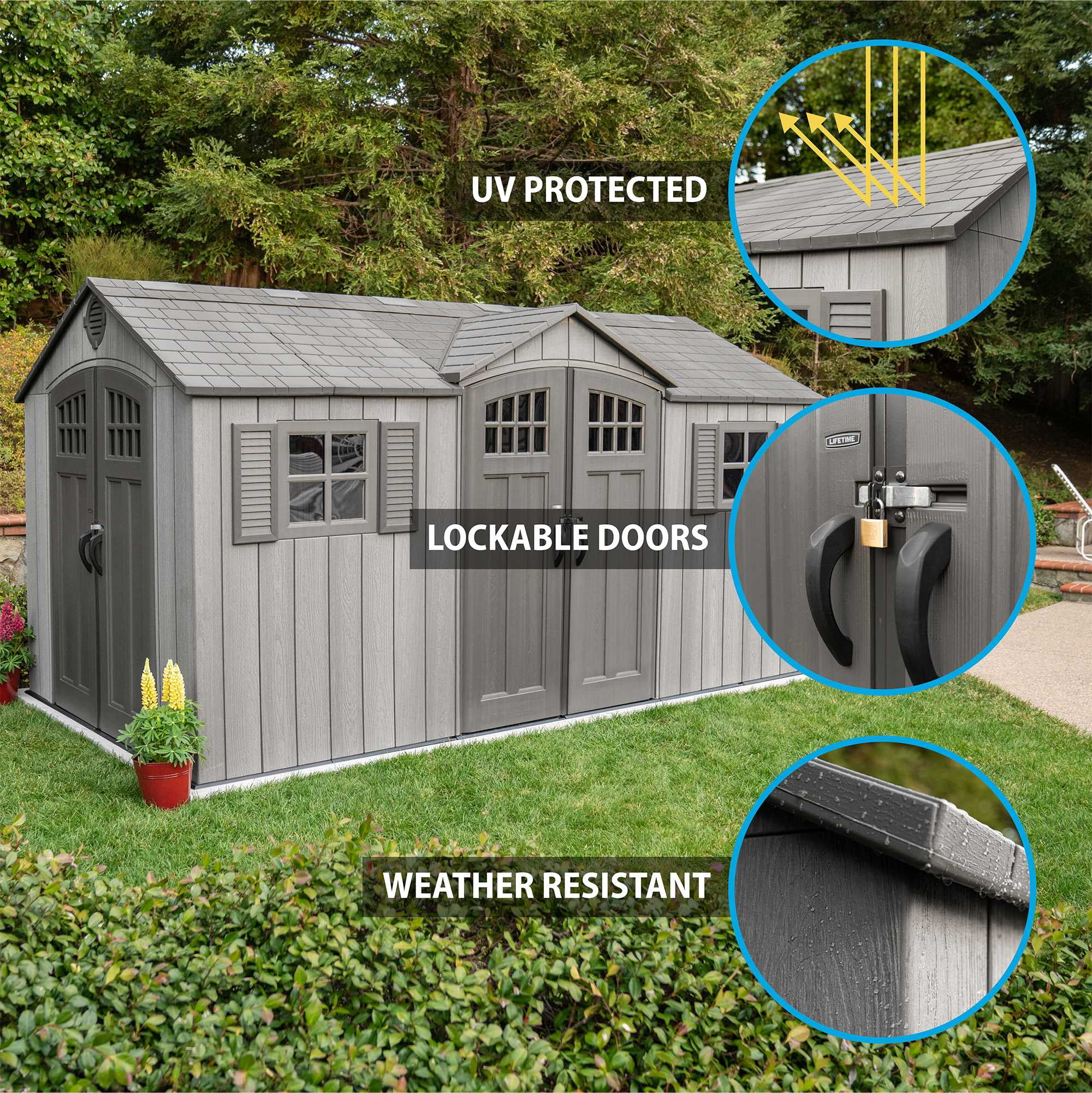 Lifetime Polyethelyene Storage Shed, 109 sq. ft., 15 ft. x 8 ft. x 8 ft. Light Brown (60318)
