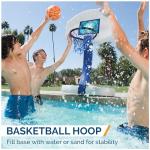 SwimWays 2-in-1 Pool Sport Combo Set - Volleyball Net & Outdoor Basketball Hoop For In- & Above Ground Pool, Outdoor Games for Adults and Family