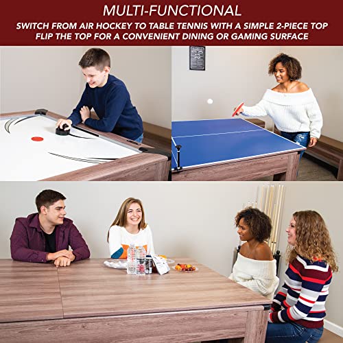Hathaway 7-ft Air Hockey/ Table Tennis Dining Combo