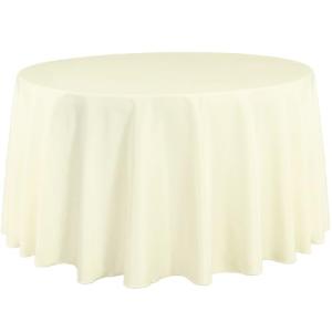 108-Inch Round Ivory Polyester Tablecloth for Sporting Events