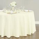 108-Inch Round Ivory Polyester Tablecloth for Sporting Events