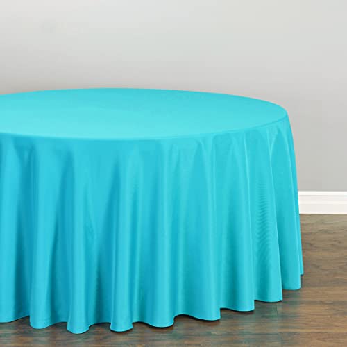 Turquoise 108-Inch Round Polyester Tablecloth