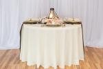 108-Inch Round Ivory Polyester Tablecloth for Sporting Events