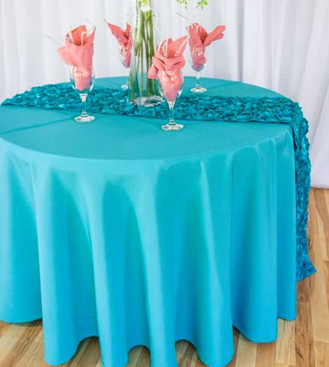 Turquoise 108-Inch Round Polyester Tablecloth