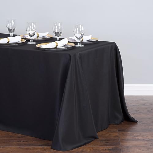 Black 90 x 132-Inch Rectangular Polyester Tablecloth