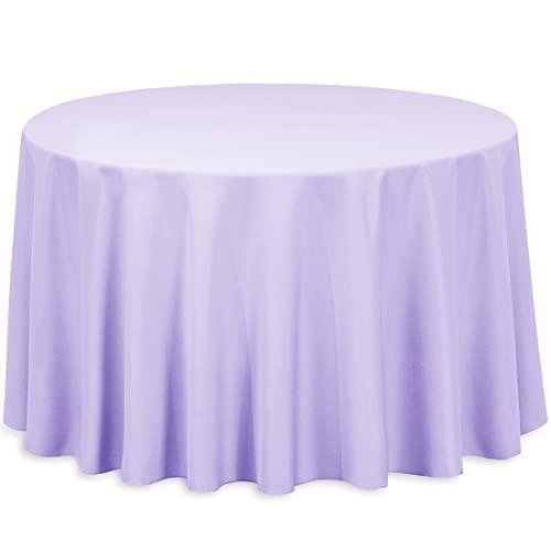 108-Inch Round Lavender Polyester Tablecloth for Sporting Events