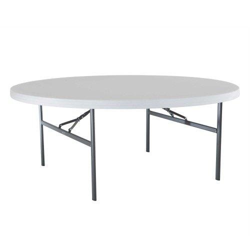 6ft Lifetime Folding Round Table in White Granite