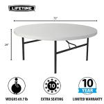 6ft Lifetime Folding Round Table in White Granite