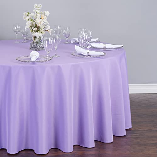 108-Inch Round Lavender Polyester Tablecloth for Sporting Events