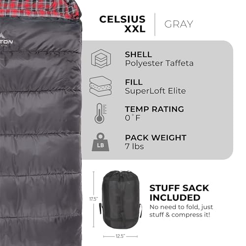 TETON Sports Celsius XXL Sleeping Bag for Cold Weather