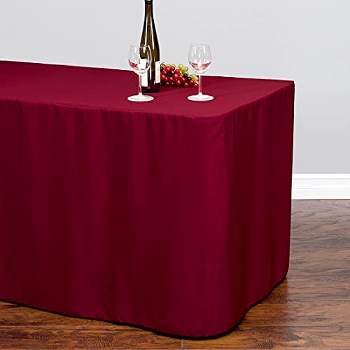 LinenTablecloth 4 ft. Fitted Polyester Tablecloth Burgundy