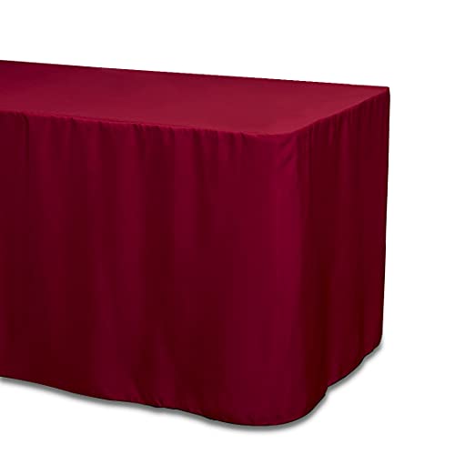 Burgundy 4 ft. Fitted Polyester Tablecloth for LinenTablecloth