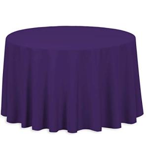 108" Round Purple Polyester Tablecloth for Sports Events
