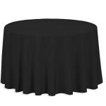 - Black Polyester 108-Inch Round Tablecloth
