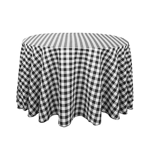 Black & White Checkered Round Polyester Tablecloth - 108