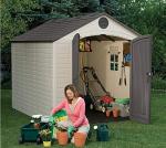 Outdoor Storage Shed with Window, Skylights, Shelving - 8x10
