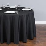 - Black Polyester 108-Inch Round Tablecloth