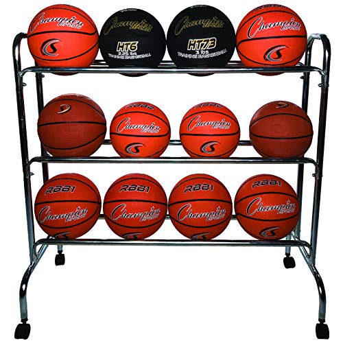 Champion Sports 3 Tier Basketball Storage Cart – 12 Balls