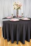- Black Polyester 108-Inch Round Tablecloth