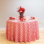 Red & White Checker 108-Inch Round Polyester Tablecloth
