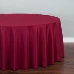 Burgundy 108-Inch Round Polyester Tablecloth for Sports Events