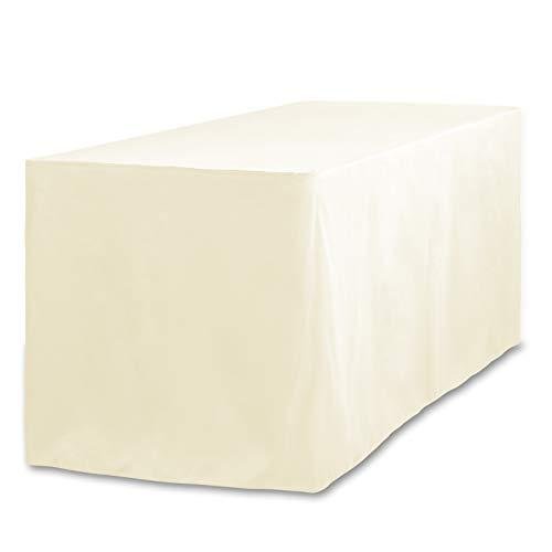 6ft Ivory Fitted Polyester Tablecloth for Sporting Events
