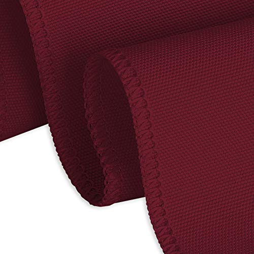 Burgundy 108-Inch Round Polyester Tablecloth for Sports Events