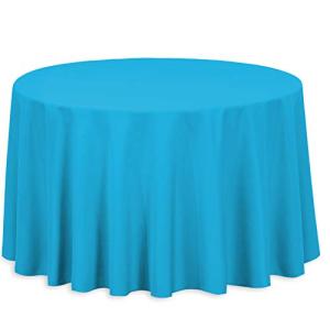 Round Polyester Tablecloth in Caribbean Blue - 108-Inch